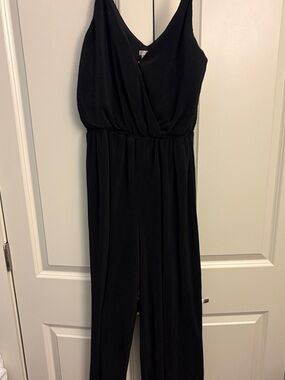 Xhilaration Black Sleeveless V-Neck Jumpsuit with Elastic Waist
